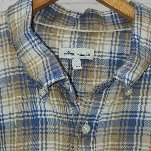 Peter Millar Crown Shirt Plaid Mount Pearl Men's Size XXL - Picture 3 of 12